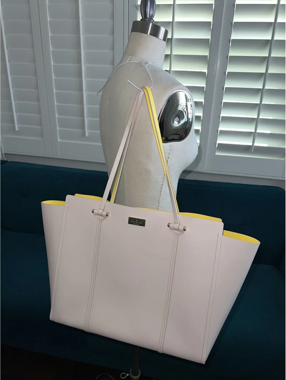 Kate Spade Anelle Arbour Hill Beige/Yellow Leather Tote Bag